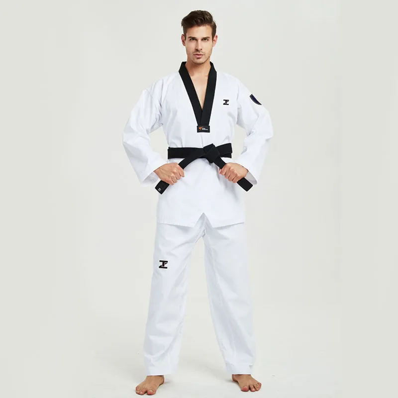 Chinese Manufacturers Taekwondo Equipment Custom Taekwondo white black red v neck Uniform Adults white Martial Arts Wear suits