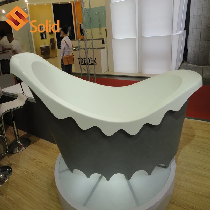 Solid surface bathroom bathtub Artificial Stone Acrylic Solid Surface Freestanding Oval Bathtub