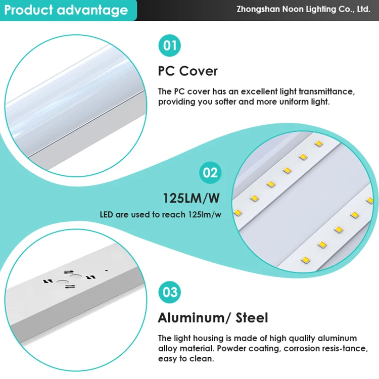 Factory Wholesale Suspended Mounted PC Lampshade 2FT 4FT 8FT Dimmable Linear Tube Lighting Led Batten Light