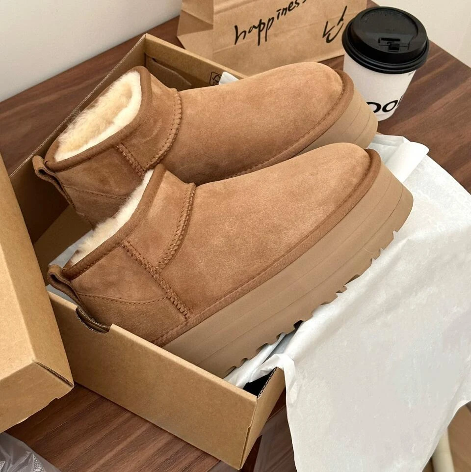 Hot Sale Winter Warm Snow Boots 5cm High Height Platform High Quality Designer Original Wool Snow Boots