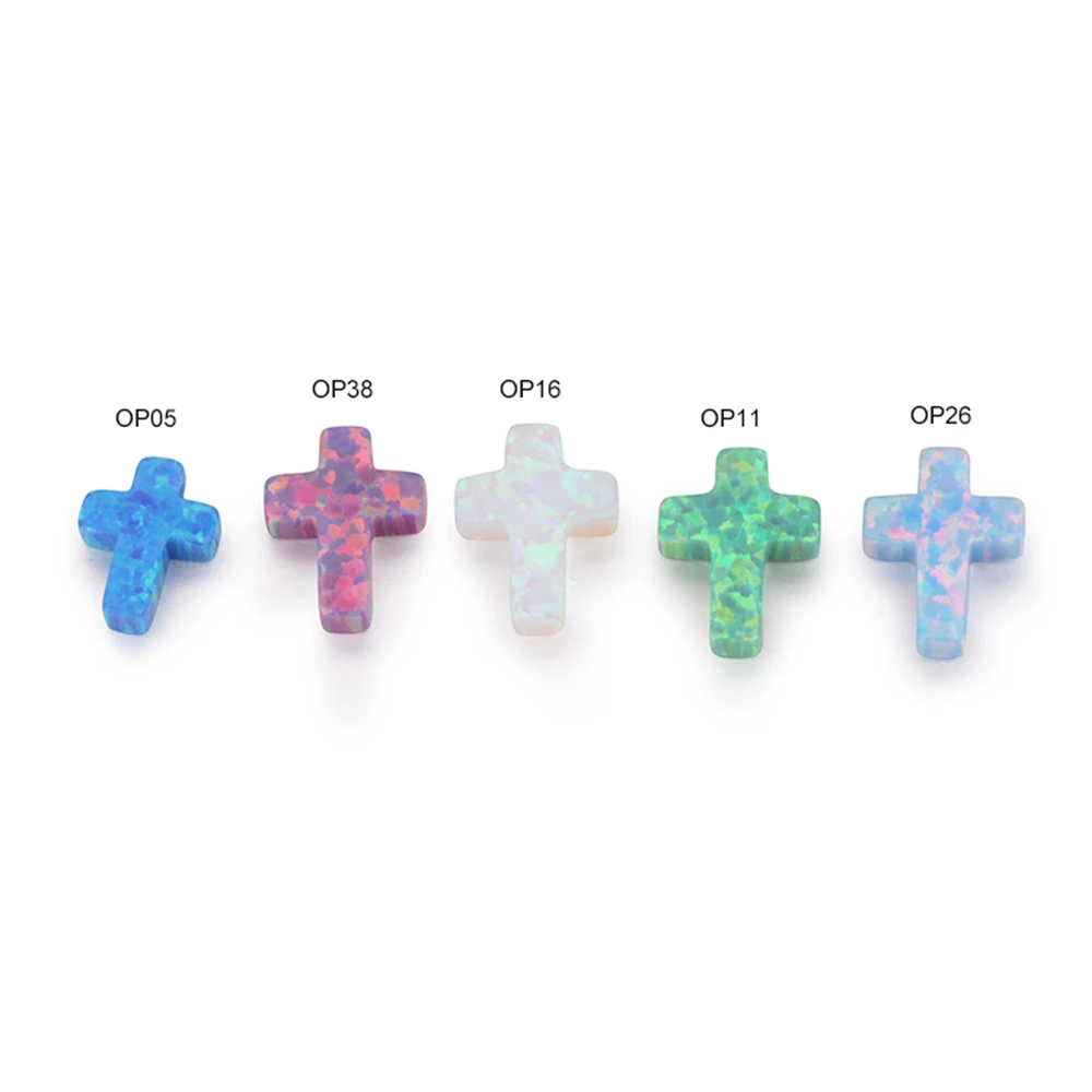 2024 Popular OP16 White Opal Gemstones Cross Shape Synthetic Fire Opal for Jewelry Making