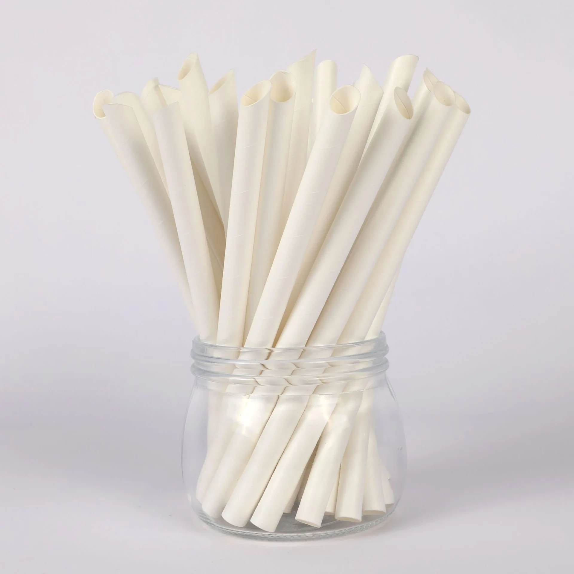 white nature individual pack drinking straw bubble tea biodegradable paper straws
