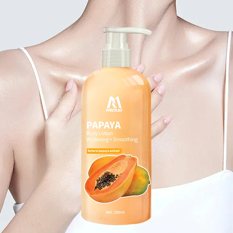 MIDUO Factory OEM 500ML Brightening Whiten Vitamin C Cruelty Free Nice Smelling Best Moisturizer Papaya Body Lotion For Dry Skin