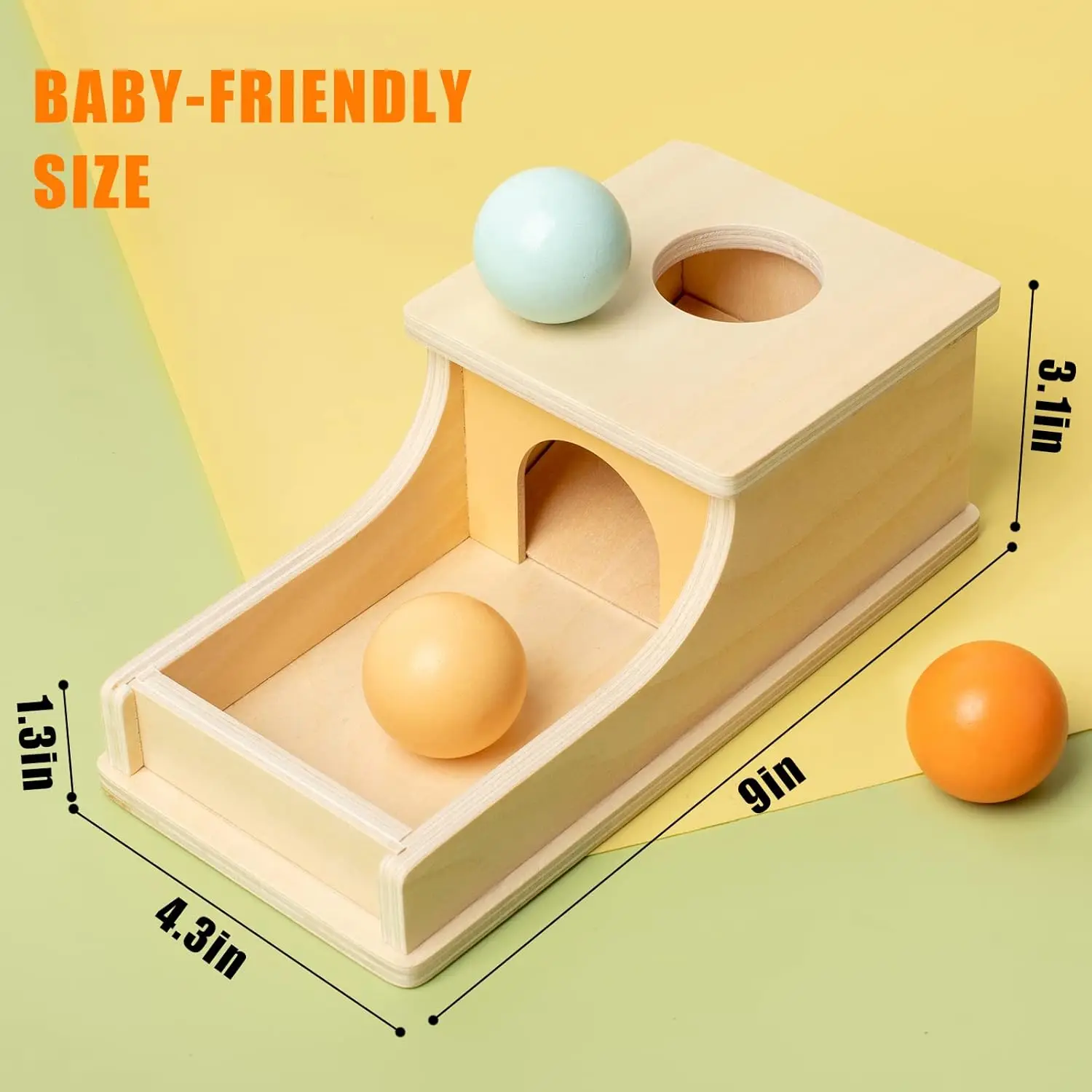 W218 Montessori Toys for Babies 6-12 Months Object Permanence Box Wooden Ball Drop Toy Play for 6 Month 1 2 3 Year Old