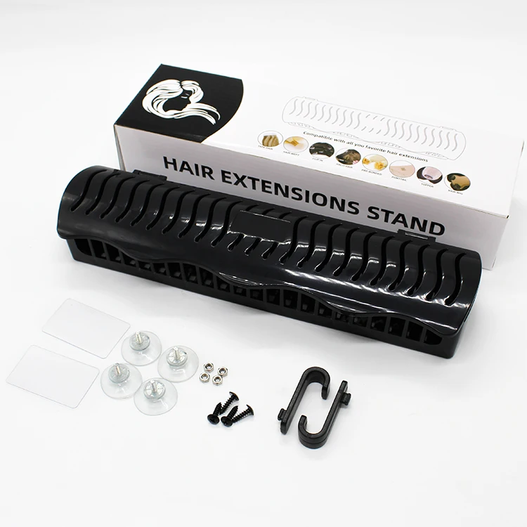 Wholesale Black White Pink Plastic Hair Stand Wig Display Hair Extension Holder With Cycle Use Suction Cups And Screw