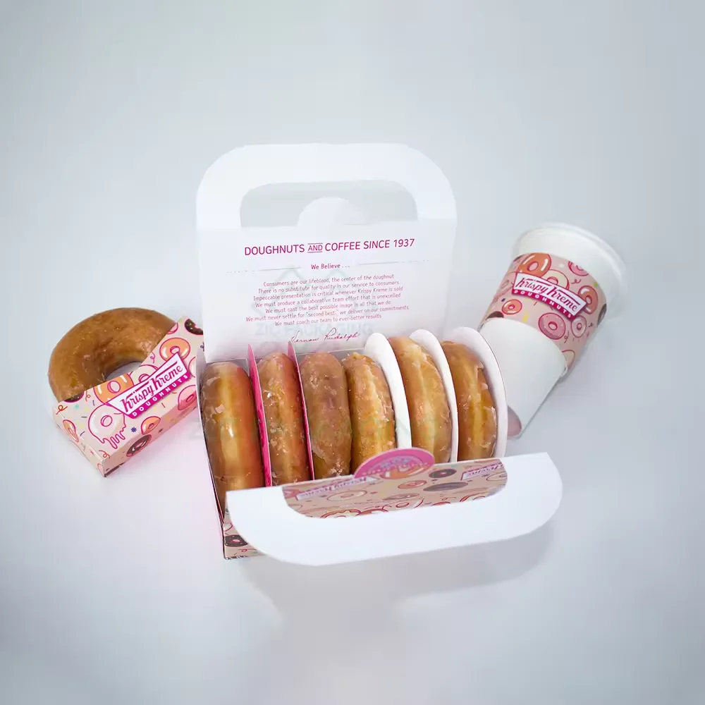 Paper Food Take Away Disposable Coffee 2 4 Cup Coffe Drink Donut Combine Holder Cup Carrier Donut Boxes