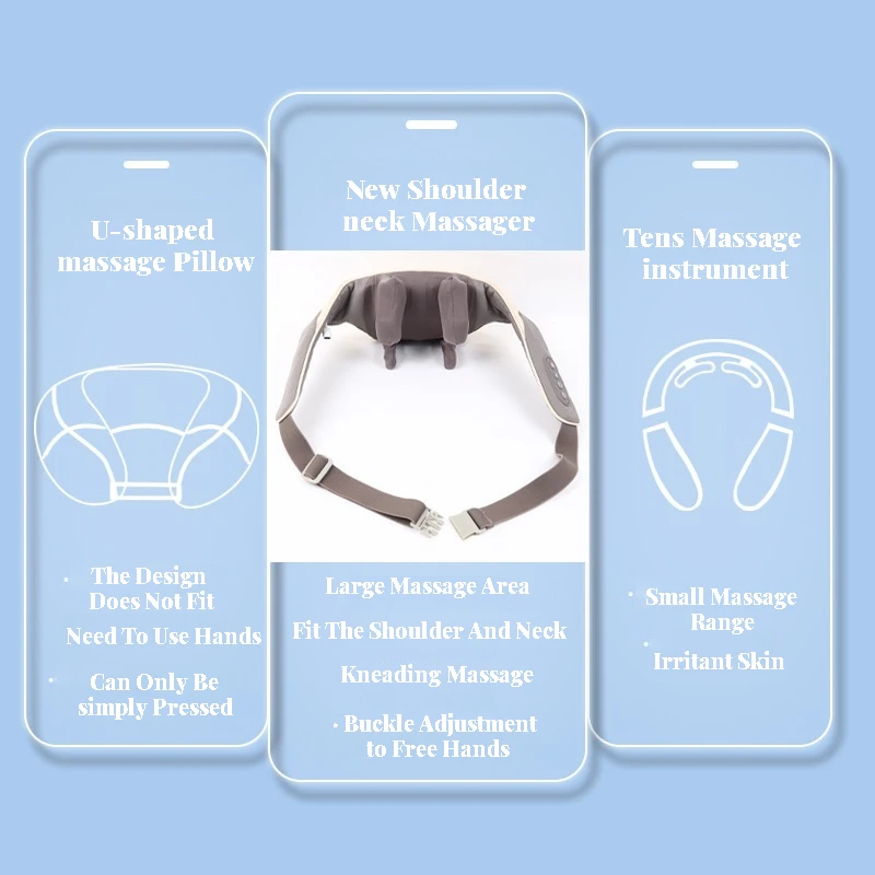 Intelligent Cordless Neck Massager Pain Relief Deep Tissue 3D Kneading Pillow Vibration Shiatsu Back Neck And Shoulder Massage