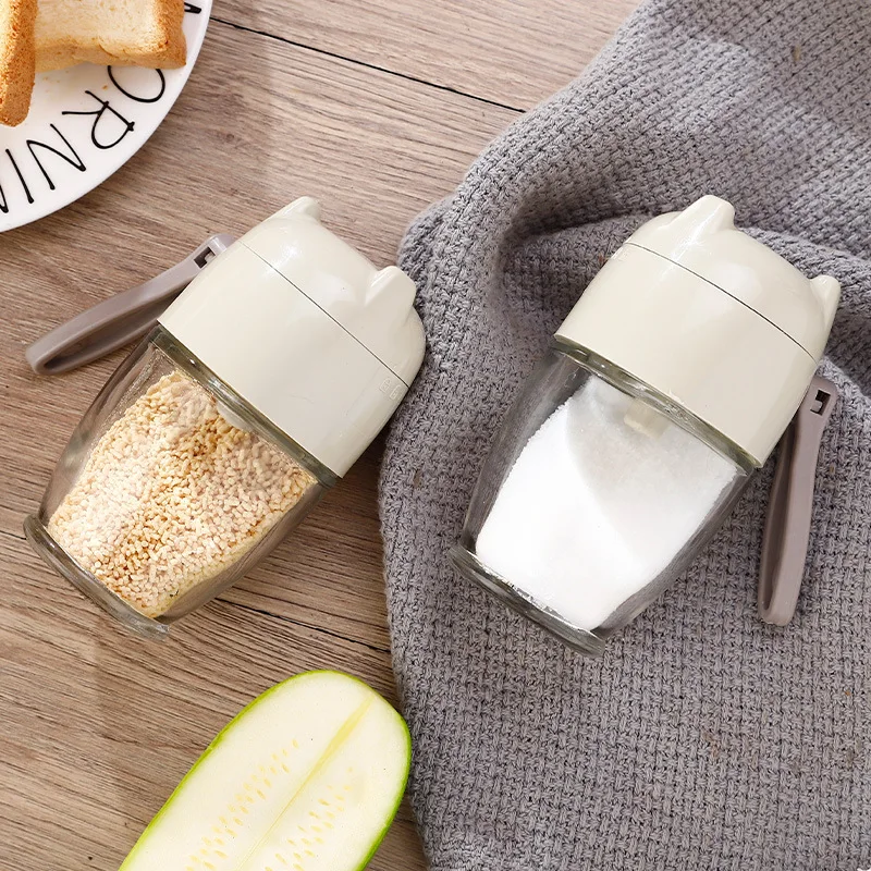 Logo Custom Empty Glass Spice Bottle With Flip Top Lid Seasoning Jar With Dual Open Shaker Lid Can Ration Spice