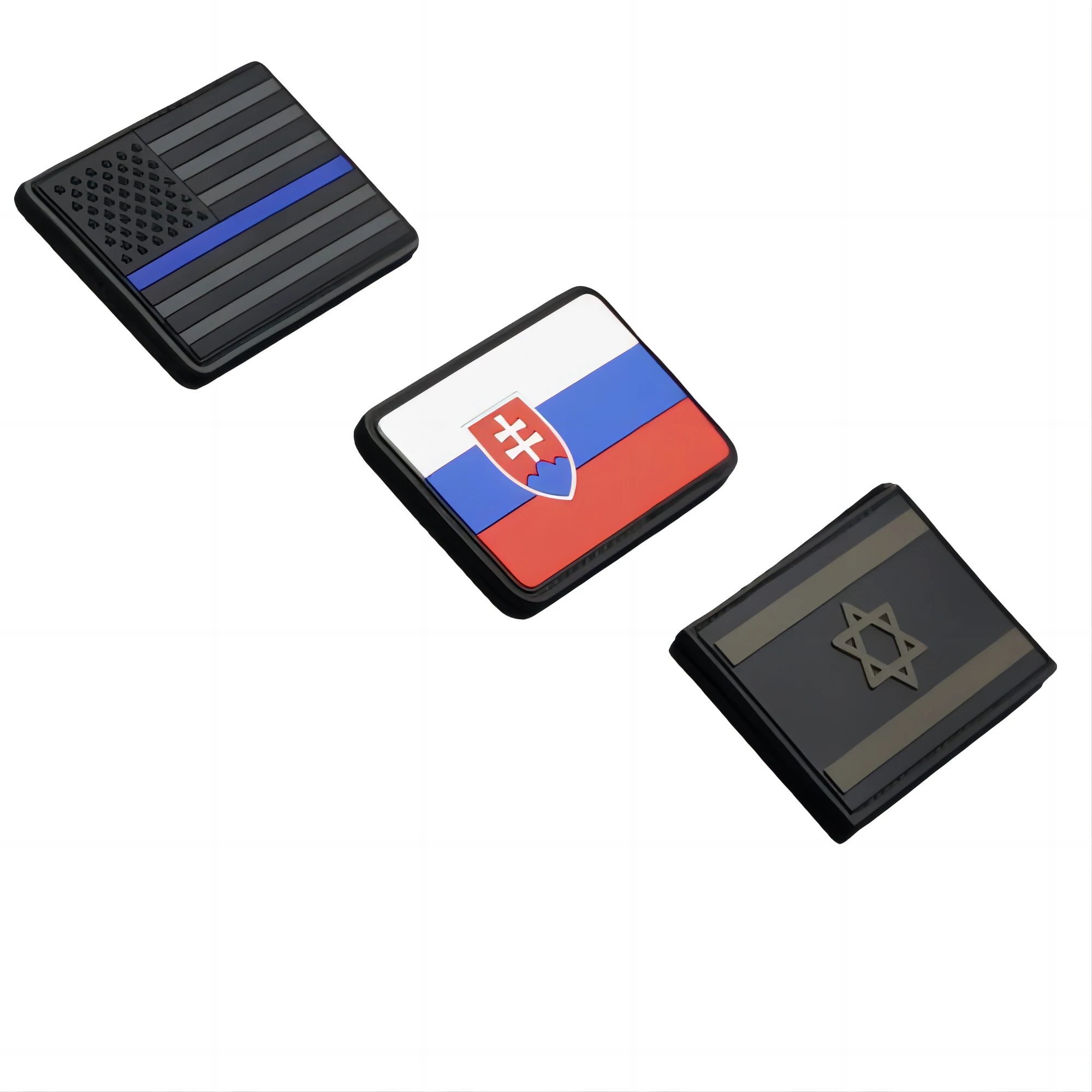 Flag series 3d custom iron on for hats embroidery patches custom  pvc slim sequin for clothes rubber patch