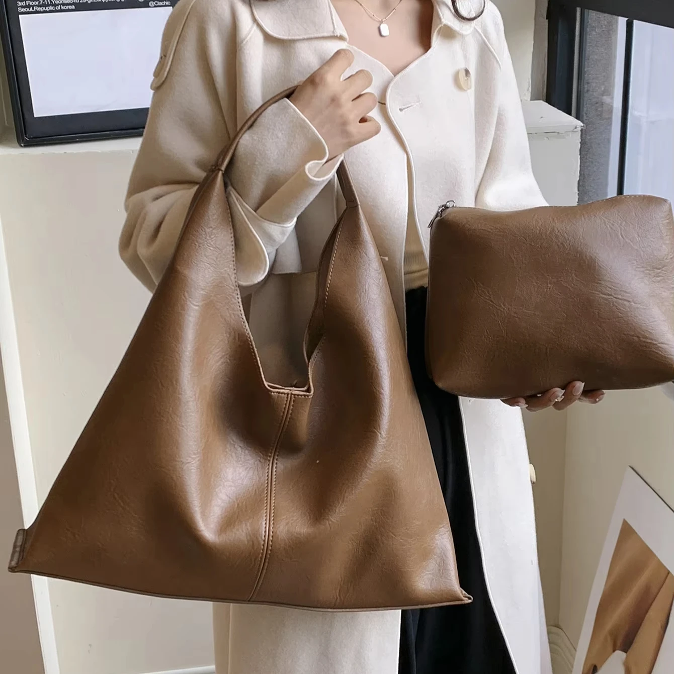 Wholesale Purse Brand Hobo Bags Leather Vegan Handbag One Shoulder Designer Triangle Tote Bags for Women Shoulder Hobo Bags