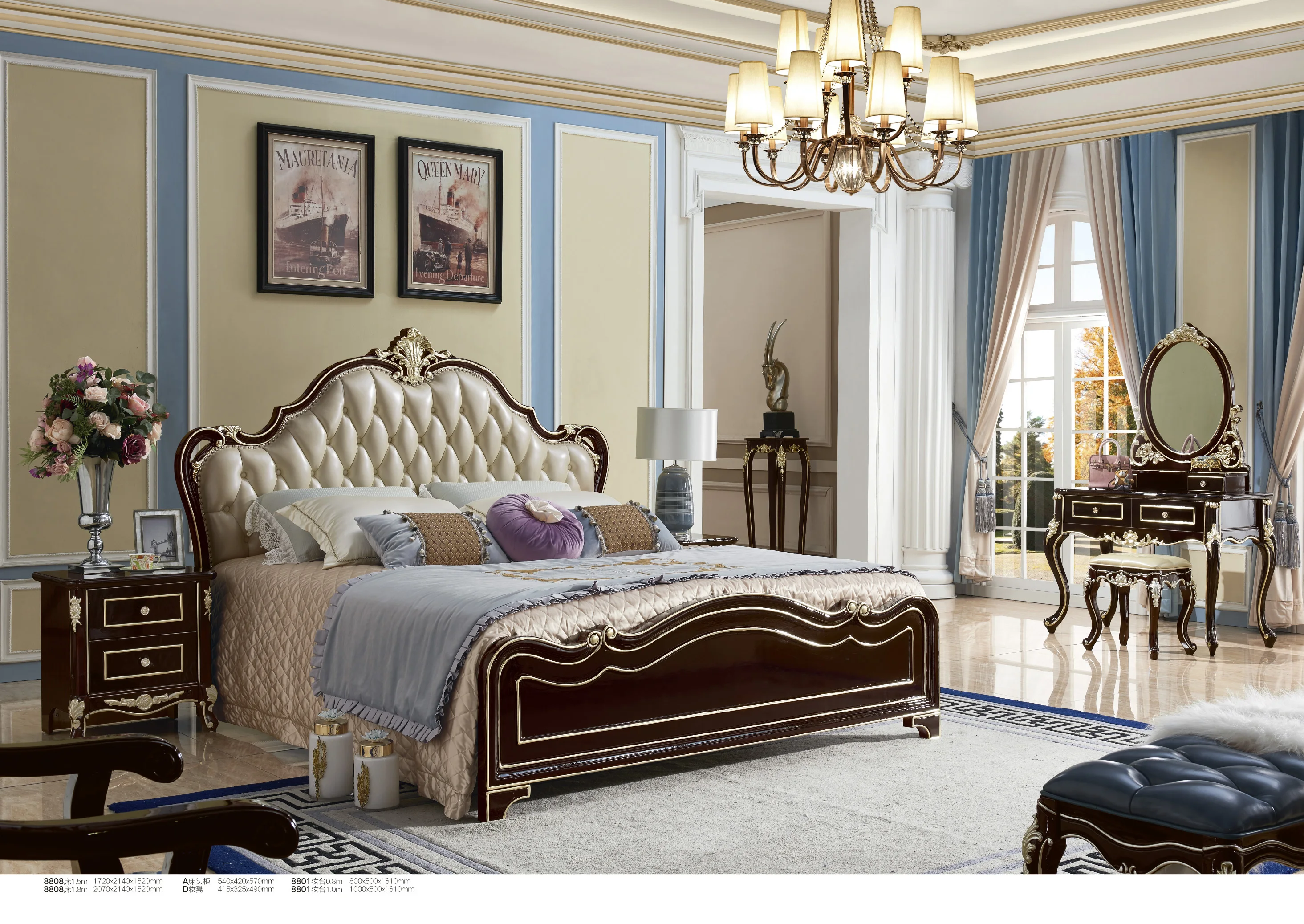 
Bedroom Wood Furniture Vanity Dressing Table White Makeup Dresser With Mirror 