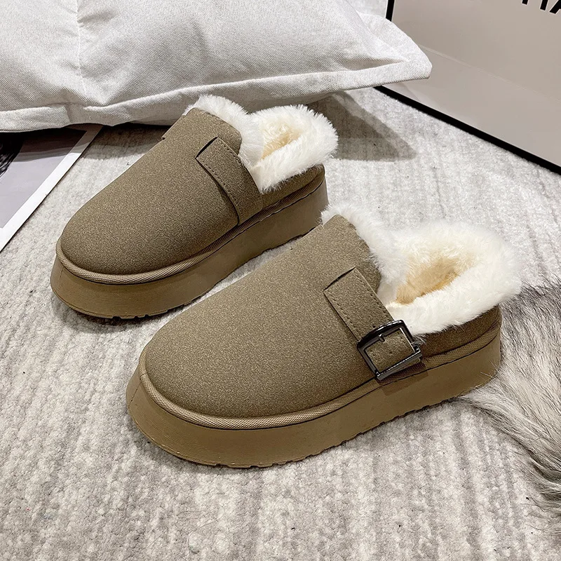Ladies Casual Thicken Sole Fur Slipper Winter Warm Plush Snow Boots 2023 Classic Simple Shoes Winter Shoes For Women