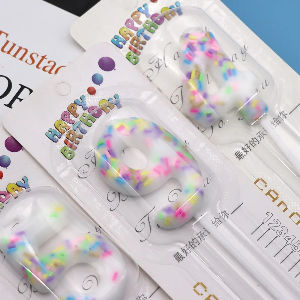 Cake Number Candle Topper Decoration Candle Colorful Birthday Party for Party Hot Selling 0-9 Blister Card Paraffin Wax