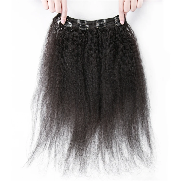 Горячая Красота 100 Remy Yaki бразильские девственные монгольские афро кудрявые прямые волосы на заколках для наращивания 100% человеческие волосы для черных женщин