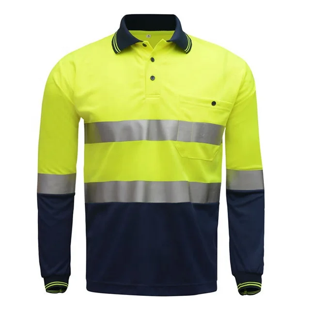 
TZW-002 High quality china safety reflective clothes fasion for mens reflective safety polo shirt long sleeve 