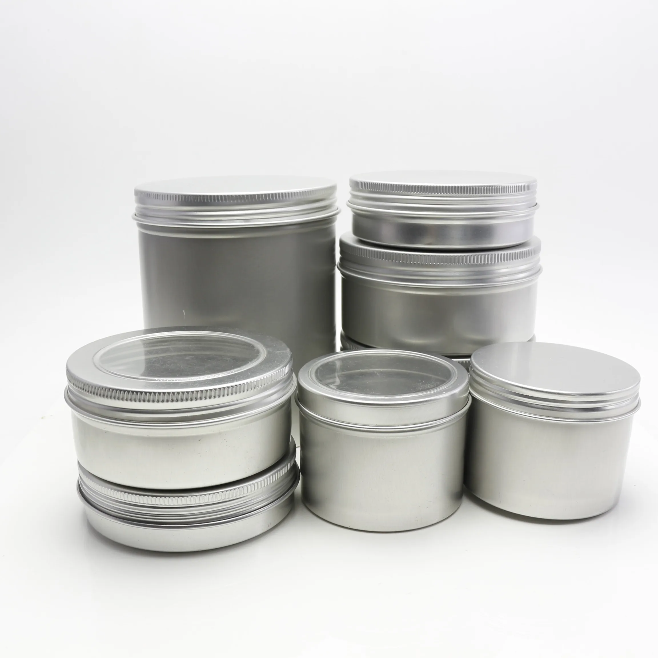 manufacture round aluminum tin cans jar 180ml 180g empty transparent window tin with slide lid AT-290K