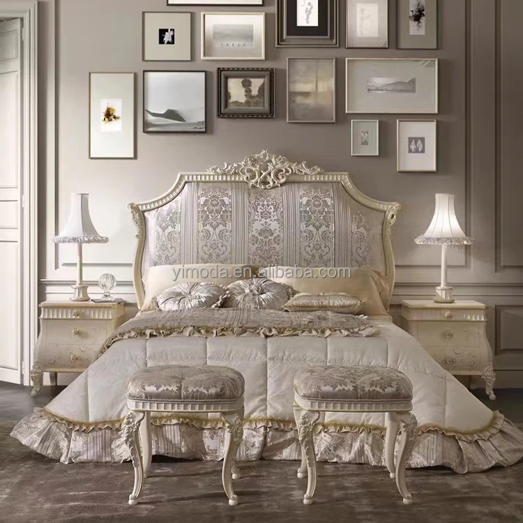 French style Durable Luxury Unique Designs King Queen Size Wooden Beds elegant double victoria bed