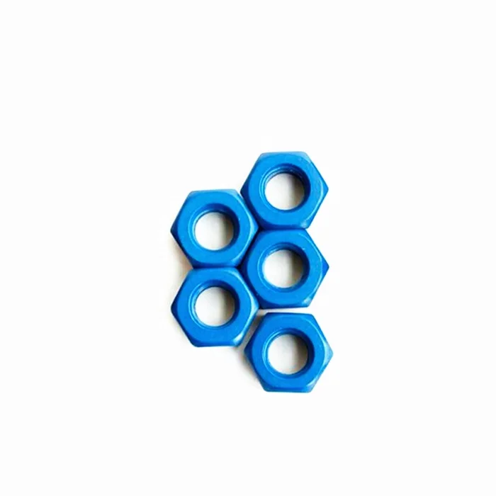 Blue Red color PTFE coating Carbon steel heavy hex nut