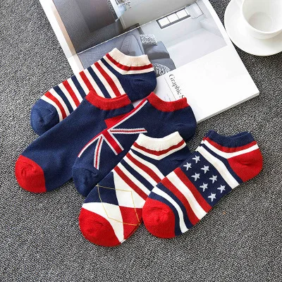 Hot Sale custom Men Summer Cotton National Flag Socks USA UK American England Dress Socks