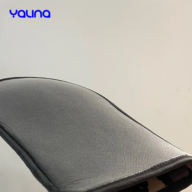 Reusable applicator glove evenly applies natural bronzed streak free appearance Leopard tanning mitt