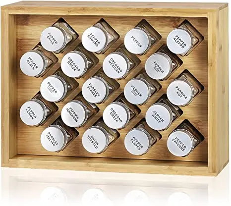 Wholesale Bamboo Spice Display Shelf,Multi-Layer Bamboo Spice Rack,Bamboo Wooden Spice Drawer Organizer for Kitchen Storage