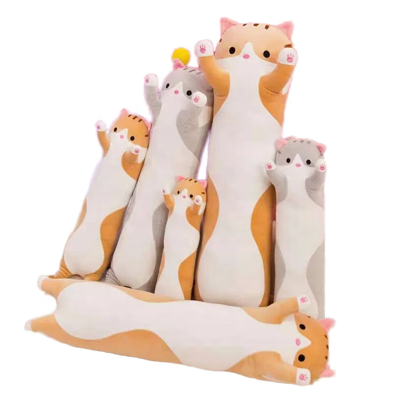 Manufacturer wholesale long cute cat pillow soft long cat plush toy cartoon sleep soft animal plush fashion gift for children