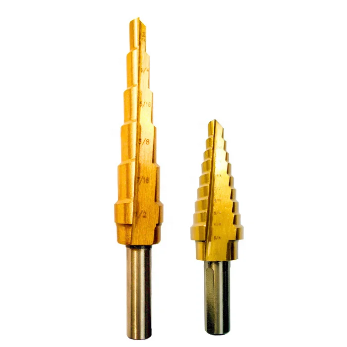Premium Quality Tin-Coated HSS Step Drill Bits Metric and Inch Step Drill Set High-Quality Industrial Step Drills