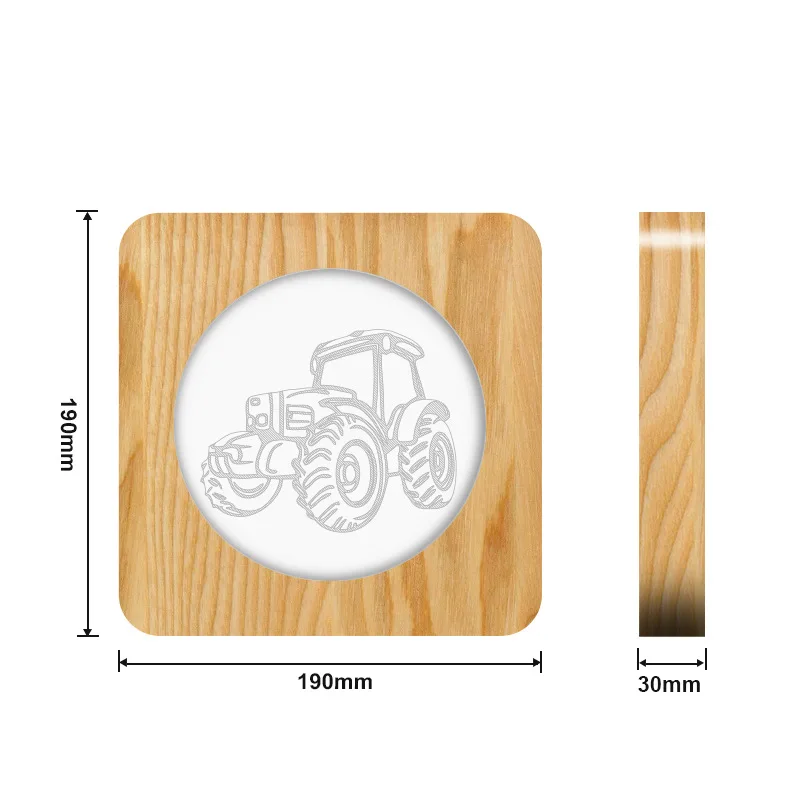 
Acrylic LED night light tractor shape solid wood lamp table lamp creative night lights 
