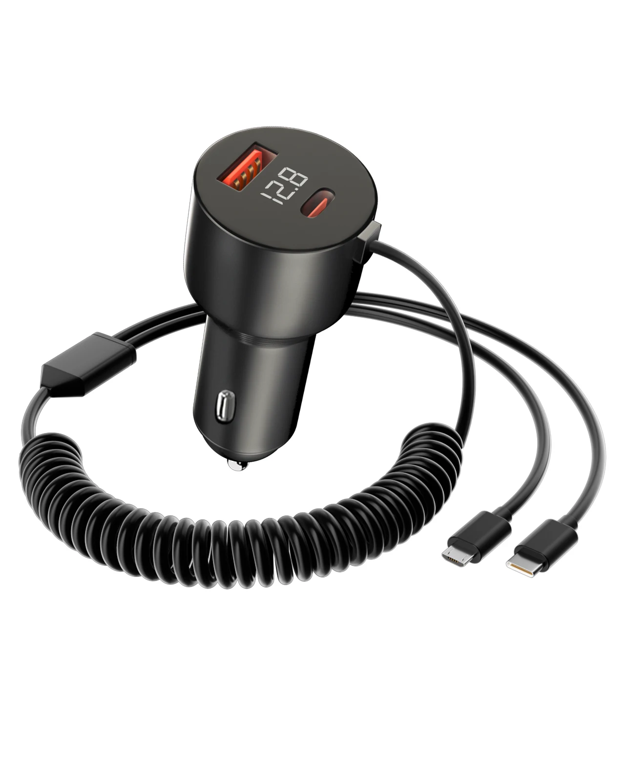 YANTU B33 78W Dual Type-C USB Ports High Power 12V 24V PD QC 3.0 USB-C Fast Car Charger for Laptop Tablet And Mobile Phone
