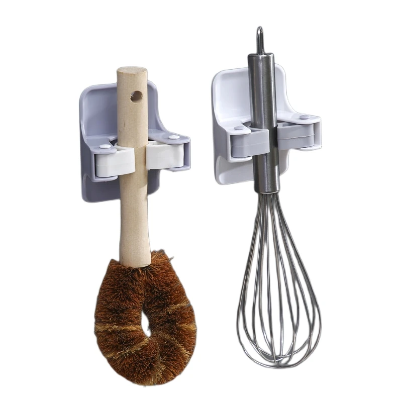 Broom and Mop Gripper Sturd Broom Holder Wall Mount Broom Gripper Holds Self Adhesive No Drilling Dustpan Hanger For Home