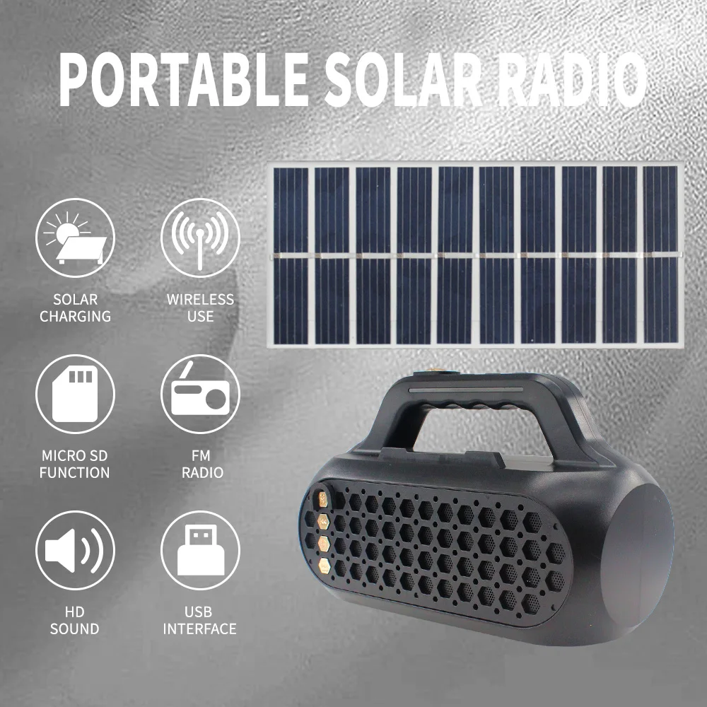 Mini Bluetooth Speaker Wireless Outdoor Bass Loudspeaker Solar USB/TF/FM Radio