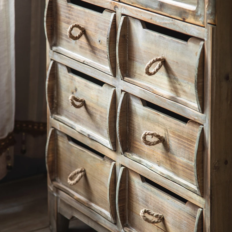 American Antique Finishing Retro Locker Living Room Decoration Cabinet Personality Storage Cabinet Home Porch Furniture