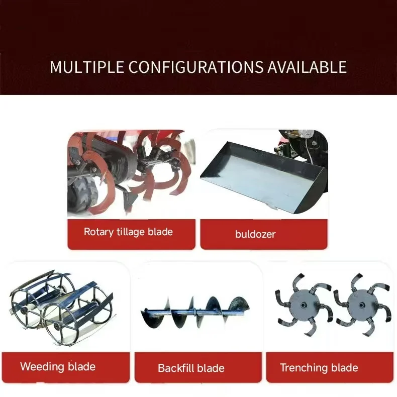 2024 Agricultural Crawler Tiller Multifunctional Microtiller Rotary Garden Cultivator