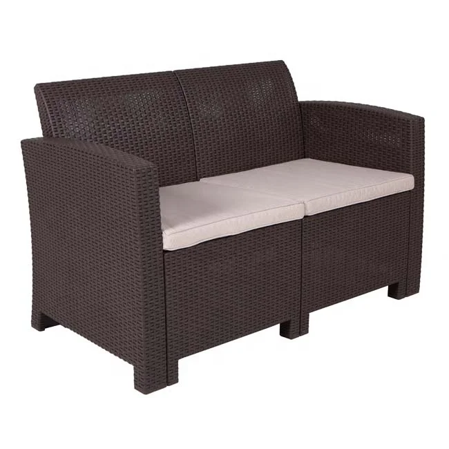 Joyeleisure 4pcs Garden Rattan Sofa Set Plastic Injection Outdoor Furniture With Cushion