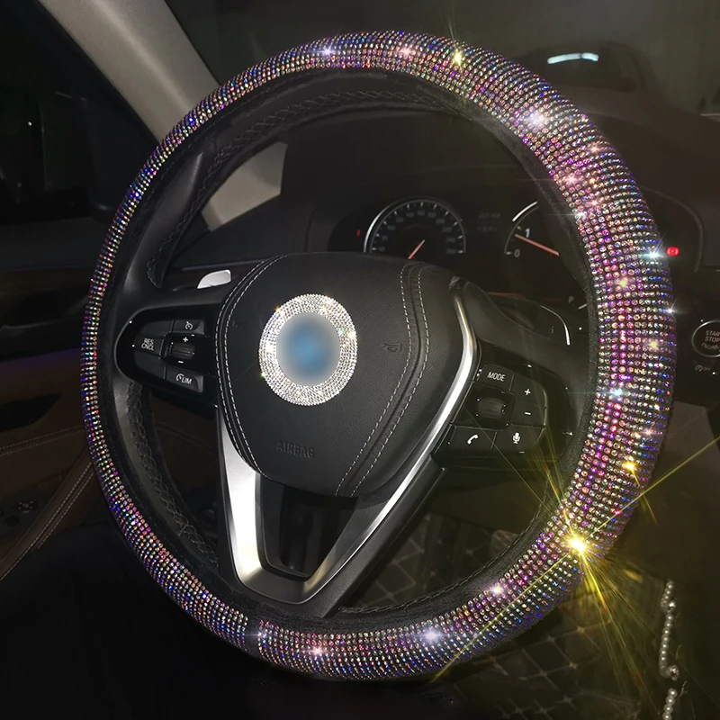 
Crystal Rhinestone Women Diamond Car Steering Wheel Covers 