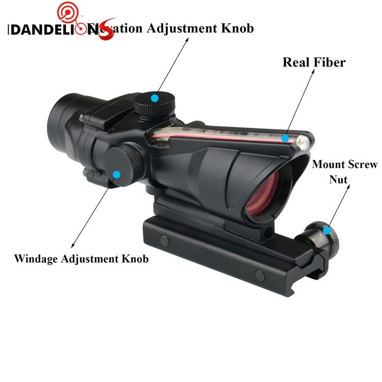 
Hunting Riflescope 4X32 ACOG Rifle scope Real Fiber Red Green Dot Illuminated Optical Sight 