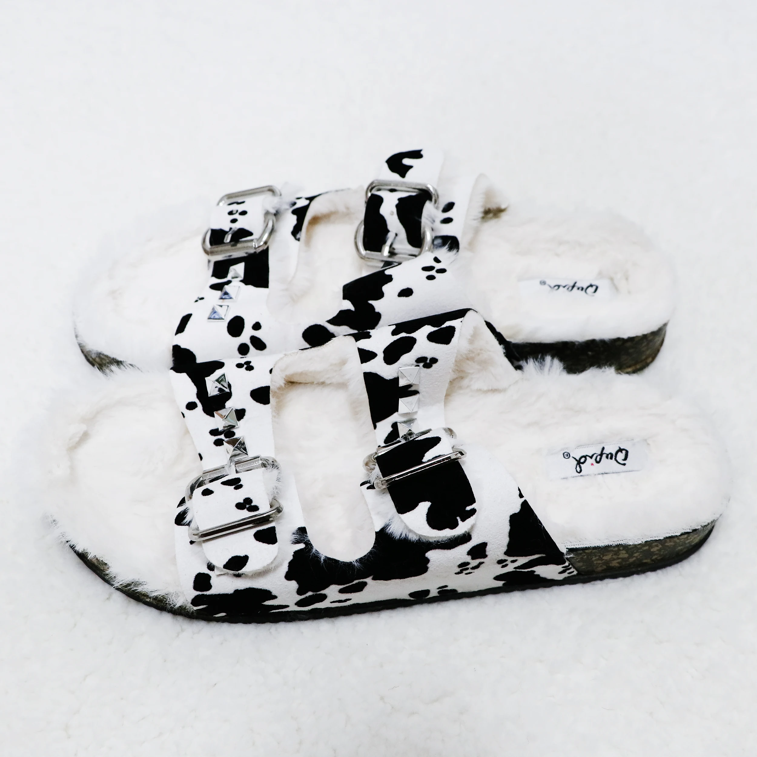 New Cow Color Leisure Flat Bottom Belt Buckle Hollow Open Toe Comfortable  Wood Cork Slippers