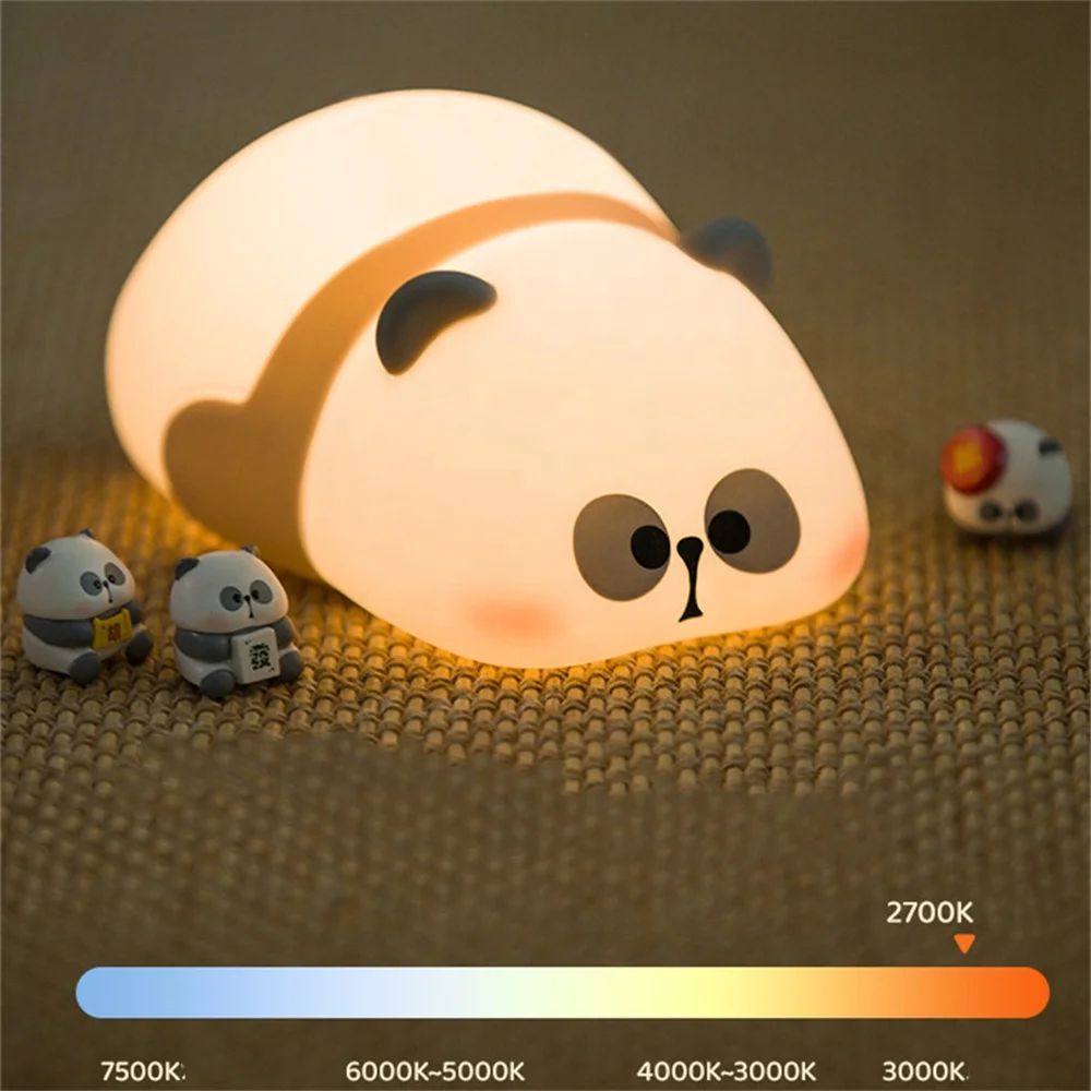 Biumart Children Night Light Silicone Long Lasting Eye Protection Pat Control New Product Wholesale Price Panda Night Light