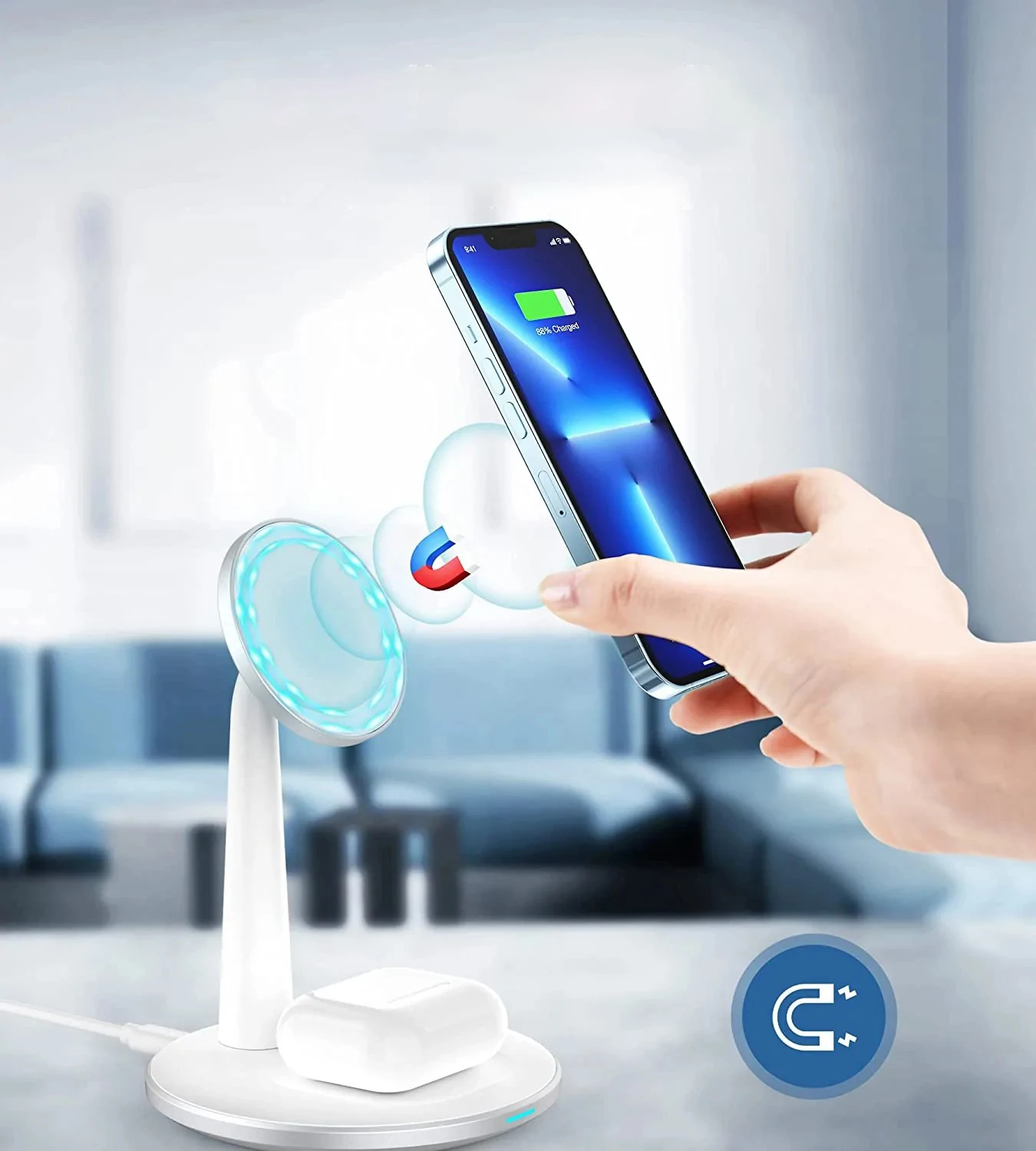 3 IN 1Wireless Charger cargador inalambrico 3 en 1 chargeur sans fil For IPhone 12/13 Magnetic Phone Holder Desktop Fast Charger