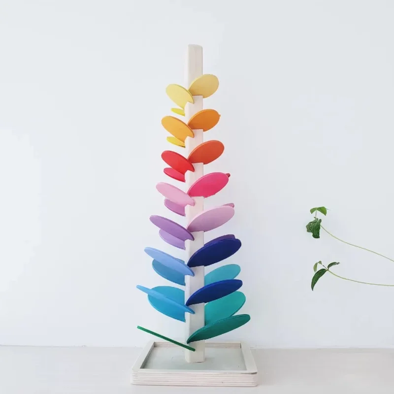 Children Educational Montessori Kids Wooden Toys Home Play Toy Petal Tree Rainbow Wooden Block Toys For Child Funny
