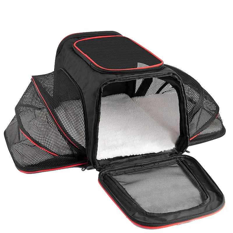 Pet Reflective Airline Approved Durable Breathable Foldable Soft Sided Mesh Outdoor Pet Dog Carrier Travel Bag