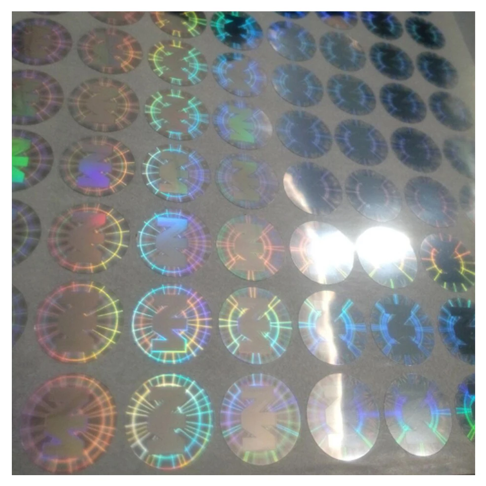 High quality self adhesive watermark hologram overlay hot stamping euro foil sticker