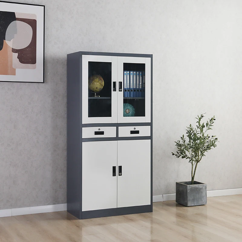 Modern design metal glass door steel file drawer cabinet furniture