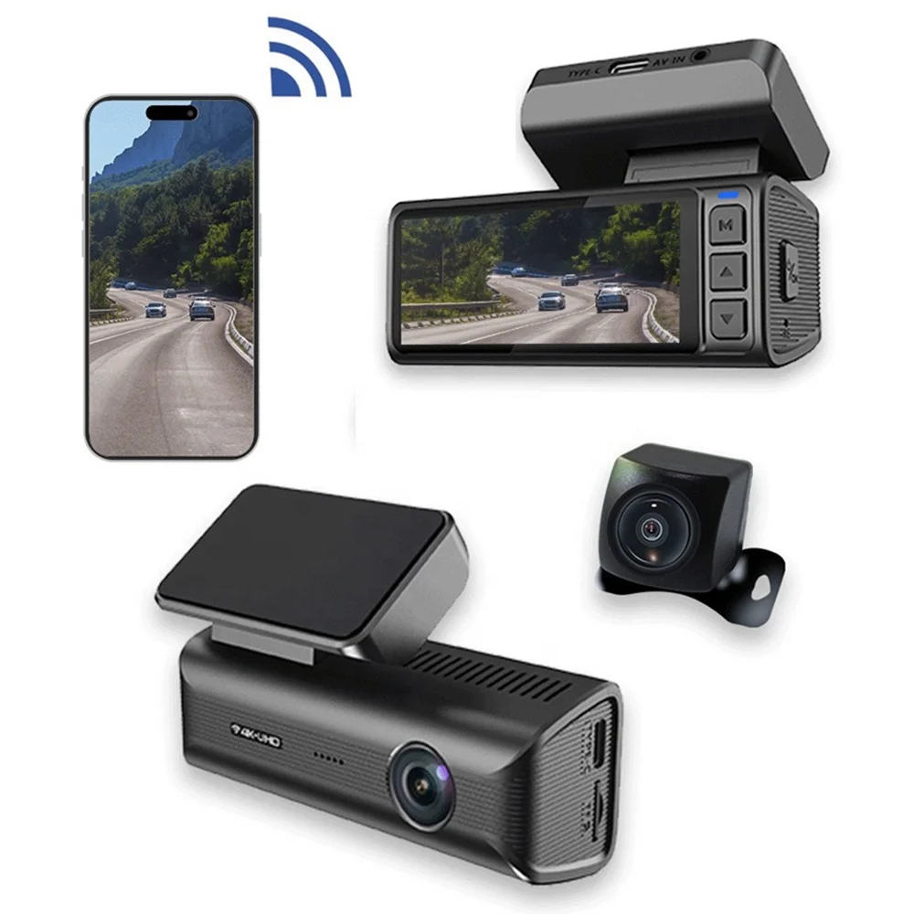 Relee App Control 4k Tracking System Video Recorder Wifi Gps Night Vision Front Rear Car Dash Cam Dual Lens