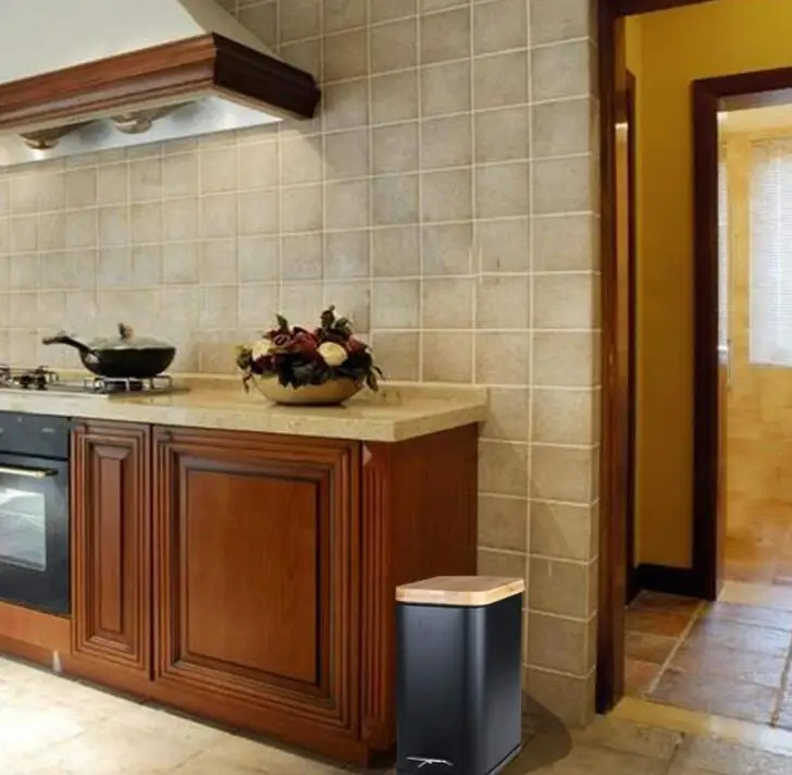 Rectangular Trash Can with Lid Soft Close 5 Liter 1.3 Gallon Slim Foot Pedal Garbage Container Bin with Removable Plastic