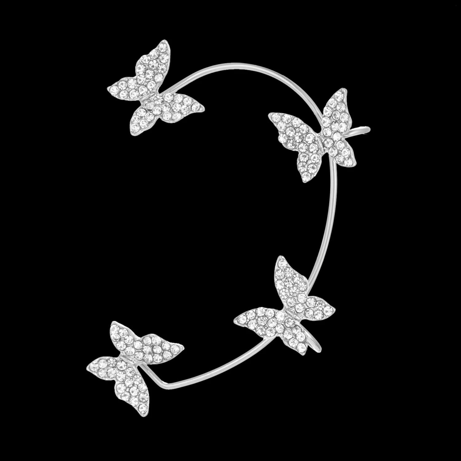 Rinhoo Gold Silver Color Sparkling Zircon Butterfly Ear Clips Non-Pierced Korea Crystal Animal Ear Cuff Earrings Wedding Jewelry