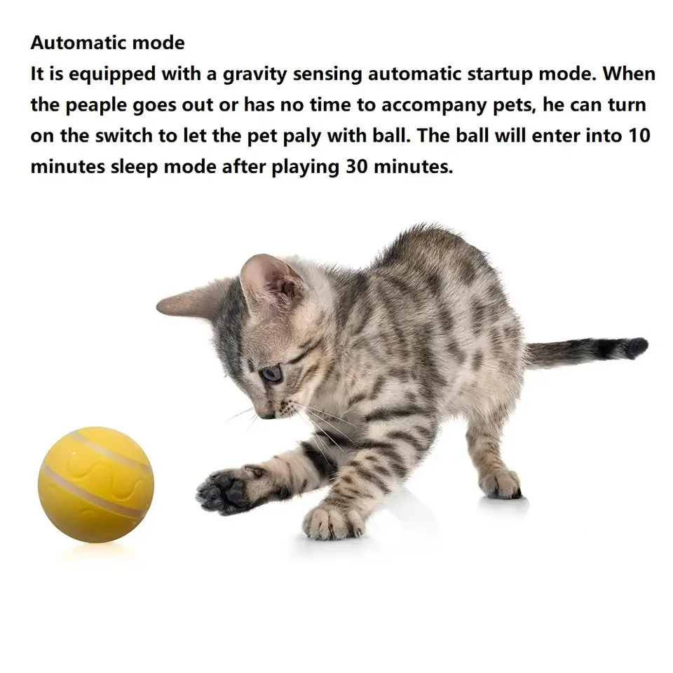 Pet Toy Ball USB Charging Smart Electric Automatic Rotating Ball Rolling USB Charging Ball Cat Toy Electric