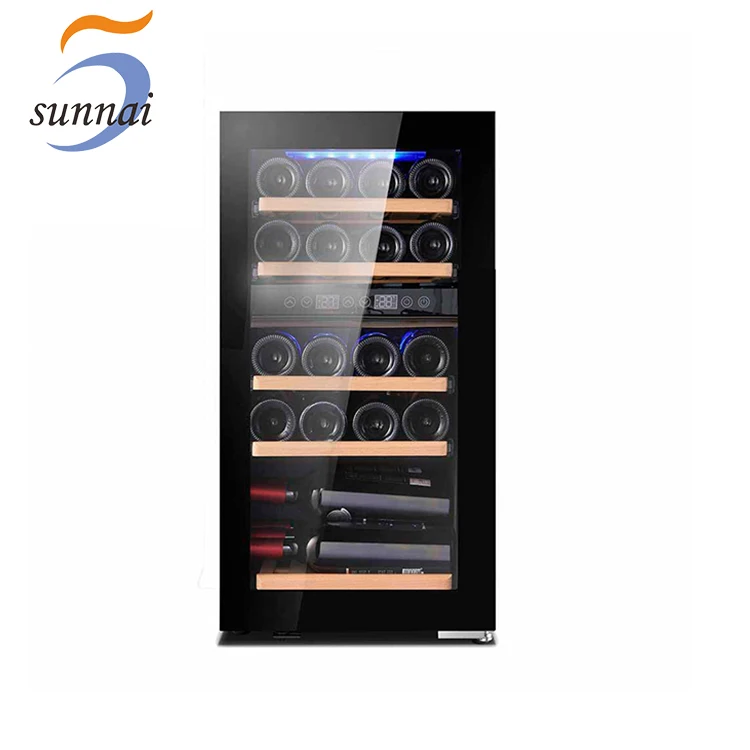 Wholesale 24 Bottle Freestanding Small Champagne Refrigerator Two Zone Wine Cooler