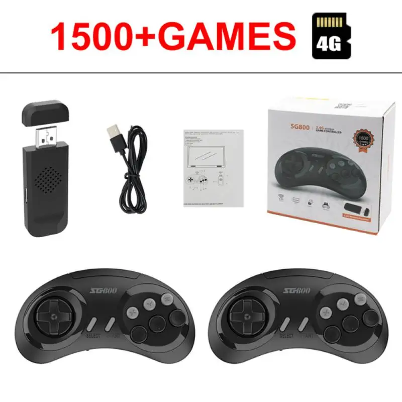 SG800 Video Game Console For Sega Genesis Built-in 1500 Classic Retro Game Console Wireless Controller Gamepad Bit HD TV