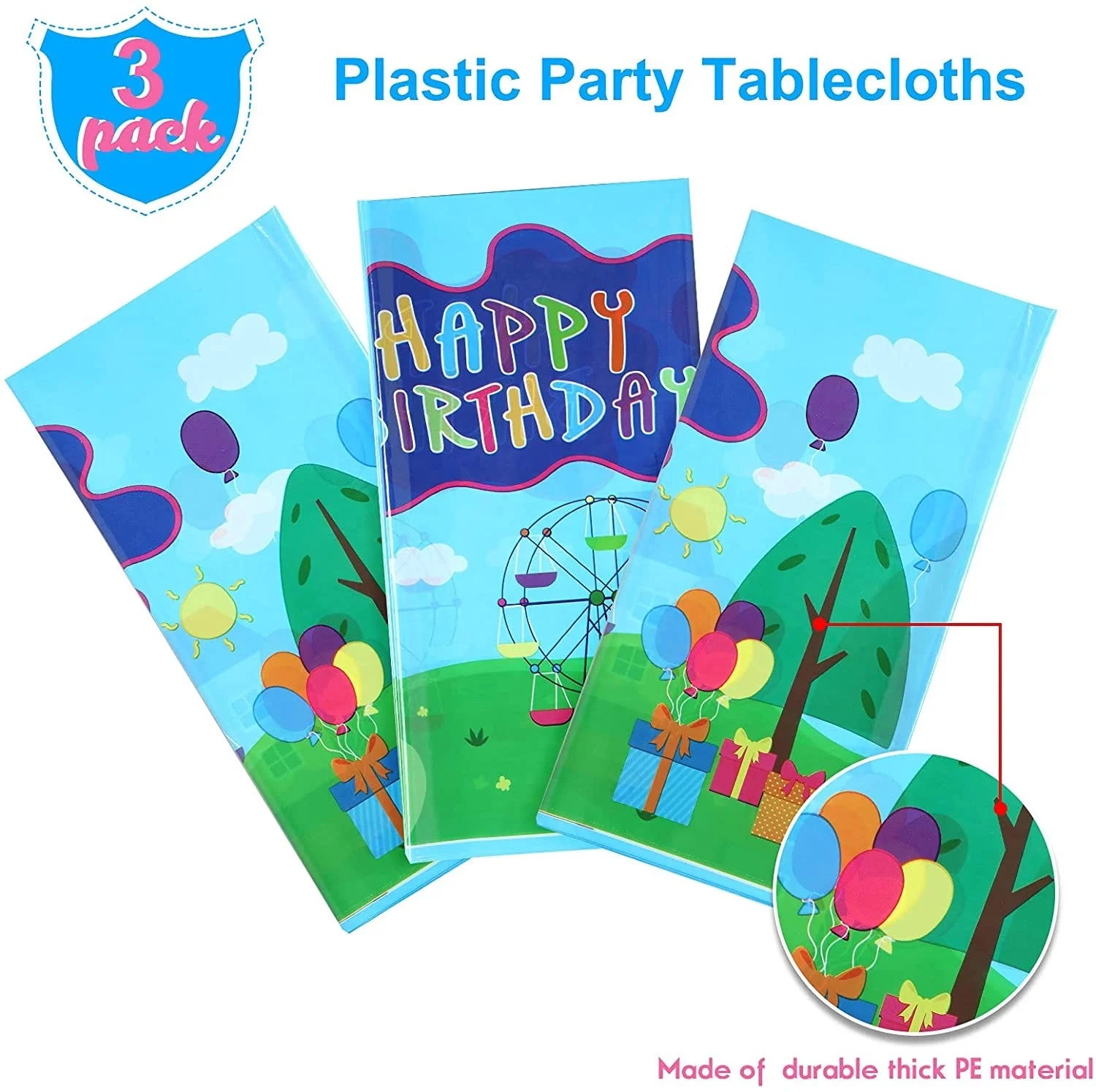 Party Decorations Happy Birthday Table Cloth Plastic Disposable Table Cover for Kids Baby Birthday Party